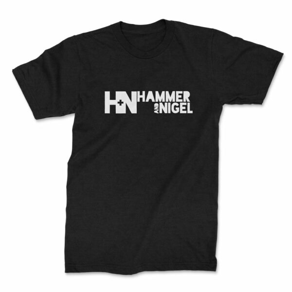 Hammer and Nigel Black Heather Logo Tee